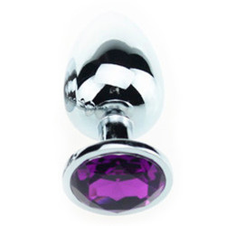 Generique Plug Bijou Strass Violet - LARGE 8 x 4cm